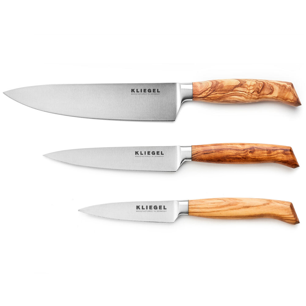 Kliegel Messenset met Vleesmes, 3 delig olijfhout